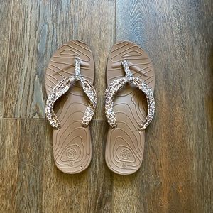 Ocean Minded Leopard Print Flip Flops